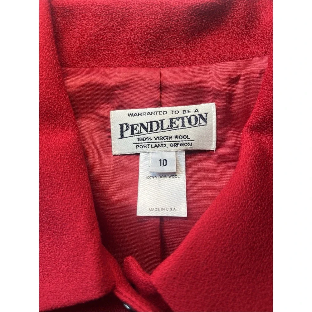 Pendleton Red Virgin Wool Blazer Jacket Women's Size 10 USA Button Front Career